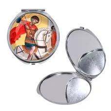 Круглое складное зеркало, цвет серебро, Георгий Победоносец C1107016