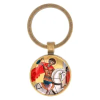 Круглый брелок, цвет бронза, Георгий победоносец C1107017