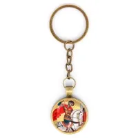 Круглый брелок, цвет бронза, с цепочкой, Георгий победоносец C1107018