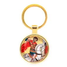 Круглый брелок, цвет золото, Георгий победоносец C1107019