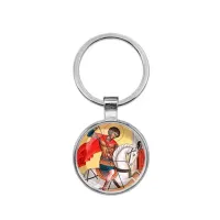 Круглый брелок, цвет серебро, Георгий Победоносец C1107021