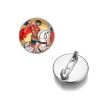 Круглый значок, цвет серебро, Георгий победоносец C1107023