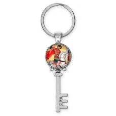 Брелок ключ, цвет серебро, с кольцом для ключей, Георгий Победоносец C1107044