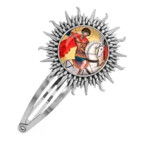 Заколка металлическая, цвет серебро, Георгий победоносец C1107045