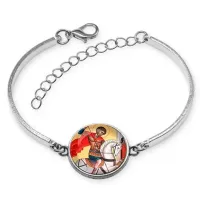 Браслет металлический, цвет серебро, Георгий победоносец C1107046