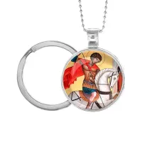 Кулон-брелок, цвет серебро, с цепочкой и кольцом, Георгий победоносец C1107054