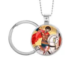 Кулон-брелок, цвет серебро, с цепочкой и кольцом, Георгий победоносец C1107054