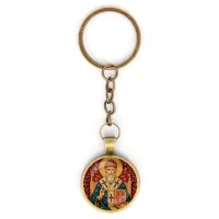 Круглый брелок, цвет бронза, с цепочкой, Спиридон Тримифунтский C1108018