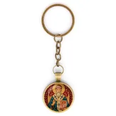 Круглый брелок, цвет бронза, с цепочкой, Спиридон Тримифунтский C1108018