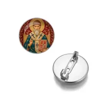 Круглый значок, цвет серебро, Спиридон Тримифунтский C1108023