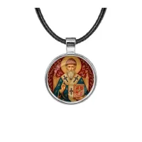 Кулон, цвет серебро, со шнурком, Спиридон Тримифунтский C1108027