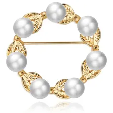 Брошь с искусственным жемчугом, 35мм 1B0130