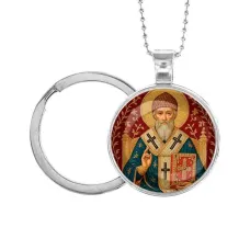 Кулон-брелок, цвет серебро, с цепочкой и кольцом, Спиридон Тримифунтский C1108054
