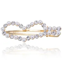 Заколка для волос Сердце с жемчугом, 25х70мм 1D0012-1