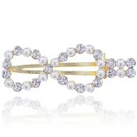 Заколка для волос Бесконечность с жемчугом, 25х70мм 1D0012-3