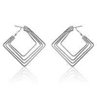 Серьги Ромб, цвет серебряный UD199