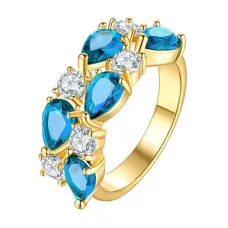 Кольцо с позолотой, цвет голубой, размер 17 1E0001-4-17
