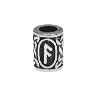 Бусина для волос Viking с руной Ансуз, нержавеющая сталь, 13х10мм HB007-24