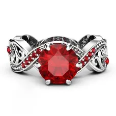 Кольцо Кристалл с красными стразами, размер 19 1E0033-1-19
