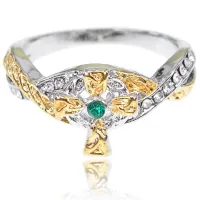 Кольцо с посреберением и позолотой, размер 18 1E0074-1-18