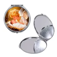 Круглое складное зеркало, цвет серебро, Младенец Иисус и ангел C1110016