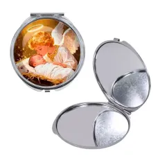 Круглое складное зеркало, цвет серебро, Младенец Иисус и ангел C1110016