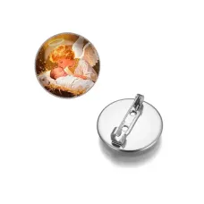 Круглый значок, цвет серебро, Младенец Иисус и ангел C1110023