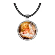 Кулон, цвет серебро, со шнурком, Младенец Иисус и ангел C1110027
