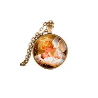 Кулон, цвет бронза, с цепочкой, Младенец Иисус и ангел C1110028