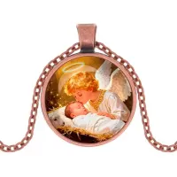 Кулон, цвет медь, с цепочкой, Младенец Иисус и ангел C1110030