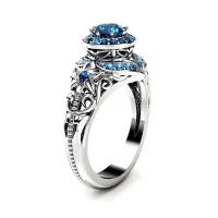 Кольцо с голубыми кристаллами, размер 17 1E0100-17