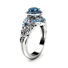 Кольцо с голубыми кристаллами, размер 17 1E0100-17