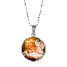 Кулон, цвет серебро, с цепочкой, Младенец Иисус и ангел C1110053