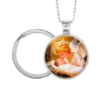 Кулон-брелок, цвет серебро, с цепочкой и кольцом, Младенец Иисус и ангел C1110054