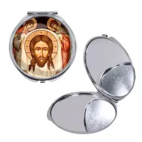 Круглое складное зеркало, цвет серебро, Спас нерукотворный C1111016