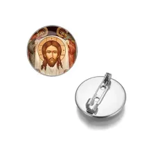 Круглый значок, цвет серебро, Спас нерукотворный C1111023