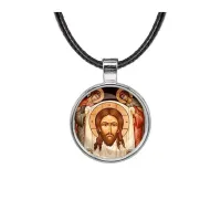 Кулон, цвет серебро, со шнурком, Спас нерукотворный C1111027