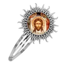 Заколка металлическая, цвет серебро, Спас нерукотворный C1111045