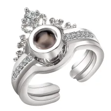 Безразмерное кольцо Я тебя люблю на 100 языках мира, Корона, серебр. 1E0156-2