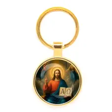 Круглый брелок, цвет золото, Альфа и омега C1112019