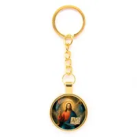 Круглый брелок, цвет золото, с цепочкой, Альфа и омега C1112020