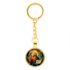 Круглый брелок, цвет золото, с цепочкой, Альфа и омега C1112020