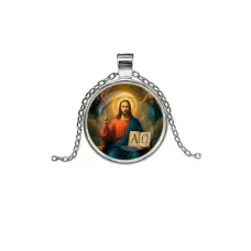 Кулон, цвет серебро, с цепочкой, Альфа и омега C1112026