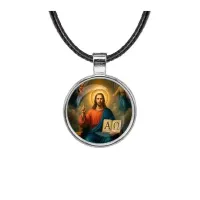 Кулон, цвет серебро, со шнурком, Альфа и омега C1112027