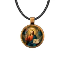 Кулон, цвет бронза, со шнурком, Альфа и омега C1112029