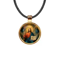 Кулон, цвет золото, со шнурком, Альфа и омега C1112033