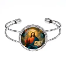 Браслет металлический, цвет серебро, Альфа и омега C1112034