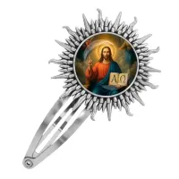 Заколка металлическая, цвет серебро, Альфа и омега C1112045