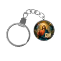 Брелок, нержавеющая сталь, с кольцом для ключей, Альфа и Омега C1112061