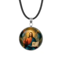 Кулон, нержавеющая сталь, со шнурком, Альфа и Омега C1112062